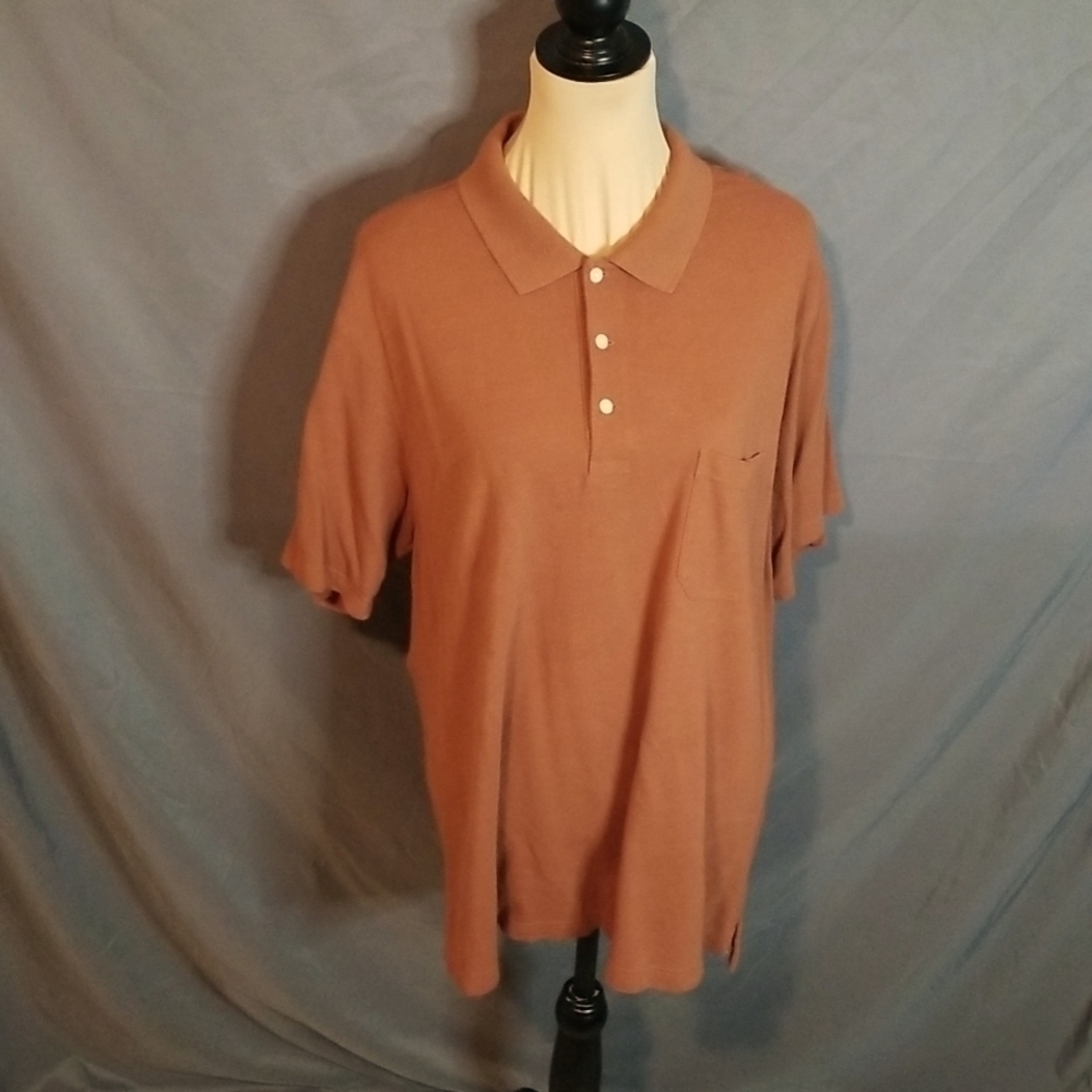 Daniel Cremieux Mens Burnt Orange Polo Size Large Bamboo Cotton Tailored Fit Euc
